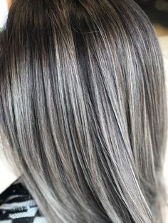 Blonde Hair With Grey Highlights, Grey Hair Lowlights, Brown Hair With Silver Highlights, Grey Hair Transformation, Ash Blonde Hair Colour, Grey White Hair, Silver Blonde Hair, Going Grey, Grey Highlights