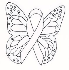 a butterfly with a white ribbon on it's wings is drawn in the shape of a