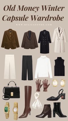 Old Money Winter, Capsule Wardrobe Women, Classic Capsule Wardrobe, Capsule Wardrobe Outfits, Timeless Outfits, Fashion Capsule Wardrobe, Classic Style Outfits, Winter Capsule, Winter Capsule Wardrobe