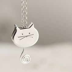 Sterling Silver Cat Necklace Swinging Tail Cat Jewellery Dancing Pendant, Best Jewelry Stores, Cat Necklace, Kitty Cat