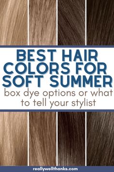 Best Hair Colors for Soft Summer Type - Color Analysis - really well, thanks! Best Hair Color For Soft Summer, Hair Colors For Soft Summer, Hair Color For Soft Summer, Soft Summer Hair Color Palette, Colors For Soft Summer, Soft Summer Color Palette Hair, Box Dye Hair Color, Cool Summer Hair Colors, True Summer Hair Color