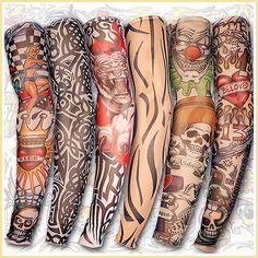 Yariew 6pcs Temporary Tattoo Sleeves, 6pcs Set Arts Temporary Fake Slip On Tattoo Arm Sleeves Kit, Color 1 Stocking Tattoo, Sport Tattoos, Fake Tattoo Sleeves, Temporary Tattoo Sleeves, Muster Tattoos, Tattoo Sleeves, Hawaiian Tattoo, Tattoo Arm