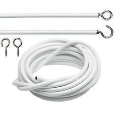 a white extension cord with two hooks on each end and one hook attached to it