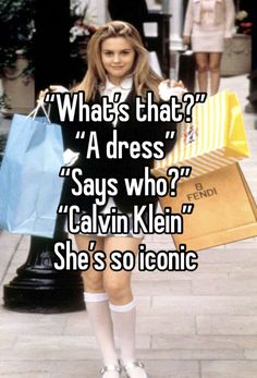 a woman holding shopping bags with the words what's that? a dress says who?