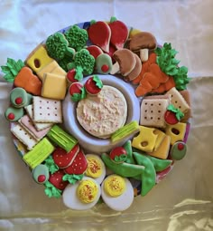 a platter filled with lots of different types of food