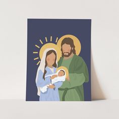 a christmas card with the image of jesus holding a baby jesus