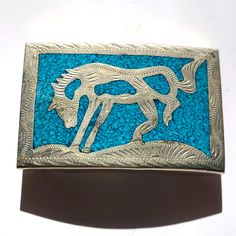 Vintage Universal Turquoise And Silver Belt Buckle 1950s Excellent Condition J E Box One Turquoise Accessories, Silver Belt Buckle, Silver Belt, Accessories Vintage, Belt Buckle, Vintage Accessories, Turquoise Blue, Blue And Silver, Belt Buckles