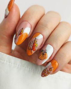 Orange Nails Design Ideas, Pumpkin Nail, Thanksgiving Nail Designs, 2024 Nails, Nail Vinyls, Pumpkin Nails, Fall Nail Art Designs, Cute Nails For Fall, Plaid Nails