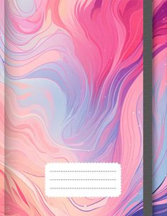 the back side of a phone case with an abstract design in pink, blue and purple