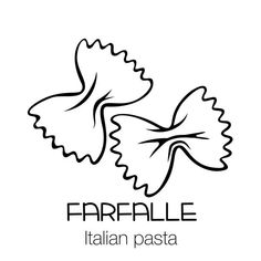 the logo for farfalle italian pasta, with two leafy vegetables in black and white