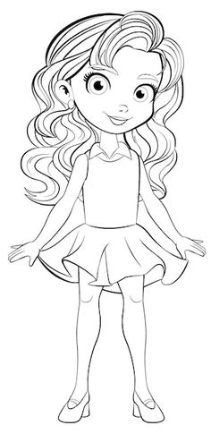 a cartoon girl with long hair in a dress