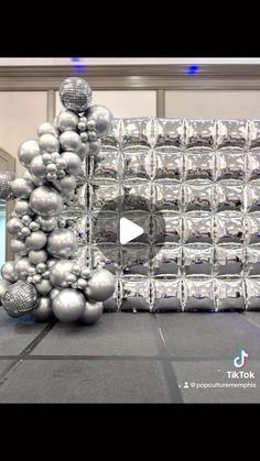 Memphis Balloons & Streamers 🎈 on Instagram: "Disco ball but make it balloon wall. 🪩🪩🪩 We are loving these new @tuftex Squared balloons! #popculturememphis" Disco Balloon Wall, Disco Balloon Backdrop, Square Balloon Backdrop, Silver Balloon Wall, Mylar Backdrop, Foil Balloon Wall, Foil Balloons Decoration