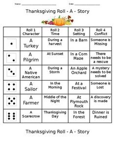 the thanksgiving roll - a - story is shown in this worksheet