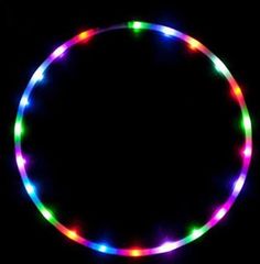 a circular light up ring with multi colored lights on the side and black back ground