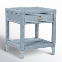 an end table with a drawer on the bottom and one drawer at the top that has a ring in it