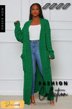 Winter Crochet Loose Long Twist Sweater Cardigan Cardigan Verde, Thick Cardigan, Loose Knit Cardigan, Knit Sweater Coat, Long Knit Sweater, Cardigan Green, Warm Cardigan, Long Knit Cardigan, Áo Len Cardigan