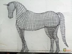 a drawing of a horse is shown on the back of a semitrailer