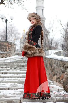 Russian Queen, Slavic Fashion, Short Fur Coat, Long Wool Skirt, Warm Skirts, Winter Coat Short, Russian Winter, Fest Outfits, Russian Culture