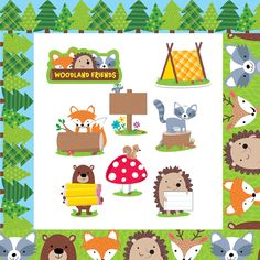 the woodland animals are grouped together to make a puzzle for children's puzzles and games