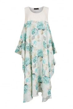 Yiannis Karitsiotis s/s18 Aqua Rose Print Linen Dress Aqua Rose