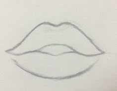 a pencil drawing of a mouth with the shape of a lip on it's side