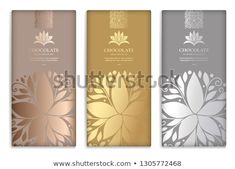 three chocolate bars with gold and silver designs on them stock photo © shutterstocker