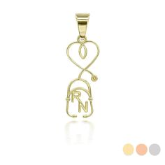 Description: 10k Solid Gold Registered Nurse Stethoscope Pendant Item No.: M293 Metal Type: 10k Solid Gold (Available In 14k Solid Gold) Metal Color: Yellow Gold Or White Gold Or Rose Gold Measurement: Height With Bail: 1.29 In Width: 0.4 In Est. Weight: 0.96 Grams (Pendant) . Chain Is Not Included Brand New With Box Made To Order. Please Allow 3-5 Days To Be Shipped. Stethoscope Pendant, Claddagh Necklace, Nurse Stethoscope, Necklace White Gold, White Gold Pendant Necklace, Shine Jewelry, Nugget Necklace, Women Anklets, Art Necklaces