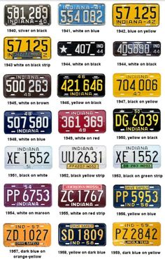 many different license plates are shown in this image, including the numbers and letters on them