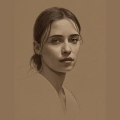 a drawing of a woman's face in sepia