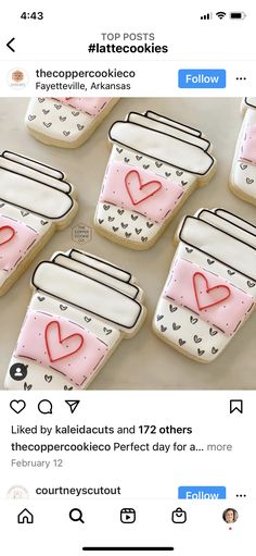 cookies decorated like jars with hearts on them