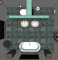 a bathroom with a sink, toilet and bathtub in it's center area