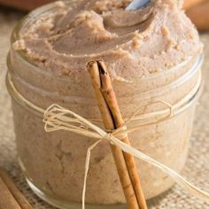 cinnamon cream cheese butter in a glass jar