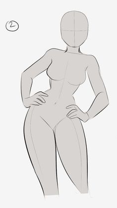 a drawing of a woman with her hands on her hips