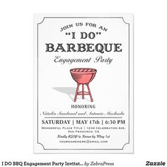 a bbq wedding reception card with the words i do barbeque on it