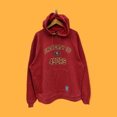 vintage San Francisco 49ers hoodie San Francisco 49ers sweater pullover streetwear sports style college university red colour size large by YoungmodernCo on Etsy 49ers Hoodie, Sf 49ers, San Francisco 49ers, Vintage Wear, Shoulder Sleeve, Sport Fashion, Red Color, Fitness Inspo, San Francisco