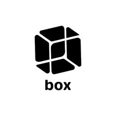 a black and white logo with the word box