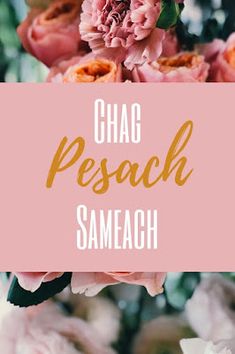 pink flowers with the words chag pesach samaeh