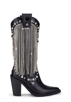 base|black Goth Cowgirl, Cowgirl Fringe, Sparkle Boots, Metal Shoes, Customised Clothes, Fringe Cowboy Boots, Cowboy Boots Black, Shoe Bin, Pink Cowgirl Boots