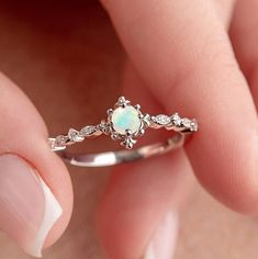 Hopeful Romantic, Opal Promise Ring, Vintage Opal Engagement Ring, Rings Opal, Engagement Ring Dainty, Gemstone Wedding, Ring Rosegold, Opal Engagement Ring, Opal Wedding