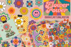 flower power graphic patterns and stickers