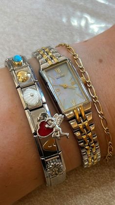 mixing metals & permanent bracelets are IN for 2024 Xoxo Jewelry, Dope Jewelry Accessories, Mixed Metal Bracelets, Mixing Metals, Mixed Metal Jewelry, Jewelry Accessories Ideas, Classy Jewelry, Jewelry Essentials