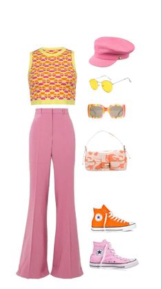 Retro Outfit Inspiration, 60s Groovy Outfits, Harry Styles Aesthetic Outfits Women, Harry Styles Style For Girls Outfits, Eccentric Outfits Aesthetic, Pink 70s Outfit, Harry Styles Outfits Inspiration Women, Retro Outfits 70s Style, Harry Styles Concert Outfit Ideas Summer