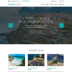 the travel agency website homepage is clean and ready to be used as a landing page