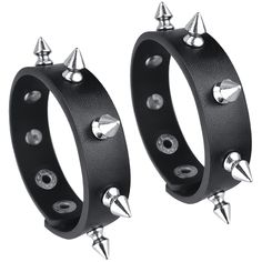 PRICES MAY VARY. Size of the Spiked Bracelets: Size adjustable: 7.3"-8.1"(18.5cm-20.5cm) long, there are two snaps on the bracelet to adjust the size. Width: 0.71"(1.8cm). Material of Spike Bracelets: PU Leather & Alloy. Punk style-These fashion studded bracelets combine leather with alloy, rock and cool, giving you eye-catching Look. Unisex punk rock spiked bracelets, looks cool and can make you overall match even more eye-catching. Intended occasions-Favorites of bands, cyclists, motorcyclists Gothic Spiked Jewelry For Halloween, Gothic Halloween Jewelry With Spikes, Gothic Leather Bracelet For Festivals, Gothic Wristband With Rivets For Concerts, Punk Style Adjustable Costume Accessories For Cosplay, Gothic Leather Bracelet For Concerts, Gothic Black Wristband For Halloween, Studded Bracelet, Leather Bracelet For Men