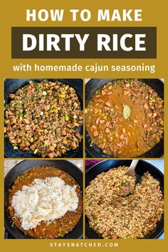 how to make dirty rice with homemade cauliflower seasoning and ground beef in a skillet