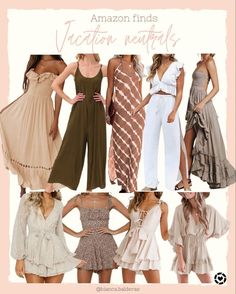 Tropical Escape: Flowy Dresses Perfect for the Cancun Beach Beach Outfits Photoshoot, Bali Fits Ideas, Beach Inspo Outfits Vacation, Neutral Beach Vacation Outfits, Beige Beach Dress, Classy Vacation Outfits Tropical, Bali Looks For Women, Summer Bali Outfit, Neutral Boho Outfit Ideas