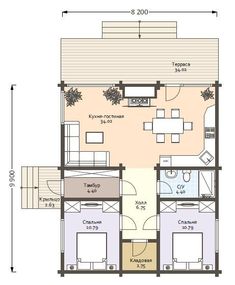 the floor plan for a two bedroom apartment with an attached kitchen and living room area