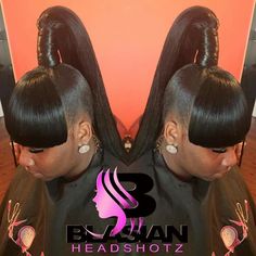 Ponytail Bangs Hairstyles, Weave Ponytails With Bangs, Pretty Ponytails, Weave Ponytail, Long Hair Ponytail