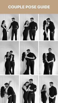 a couple posing for pictures with their arms around each other and the words couples pose guide