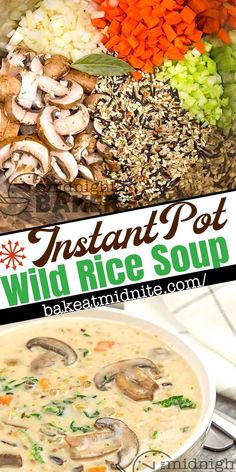 the instant pot wild rice soup is ready to be eaten